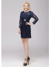 Navy Blue Lace Chiffon Fancy Crystal Brooch Mother Dress